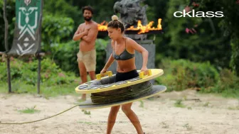 Aranza recorriendo el circuito a toda velocidad en Survivor México 2023.