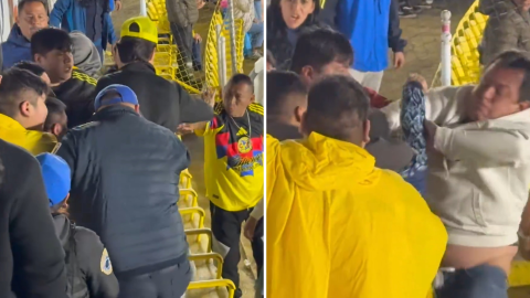 Aficionados del América a los golpes