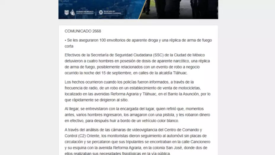 cuatro sujetos realizan violento asalto en un establecimiento de Tláhuac