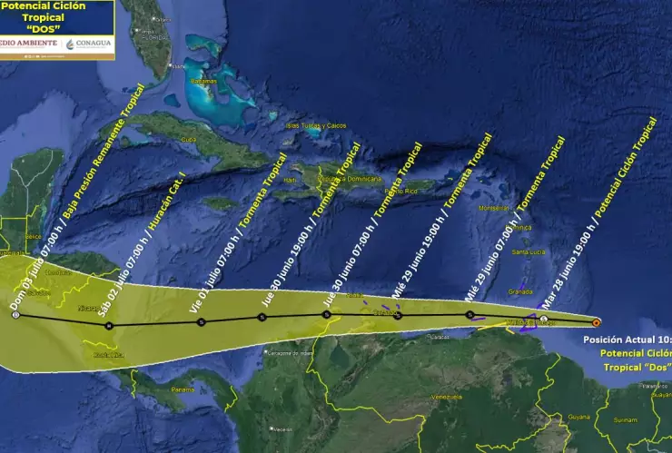 Sin riesgo en Quintana Roo, así se encuentra ciclón tropical Dos