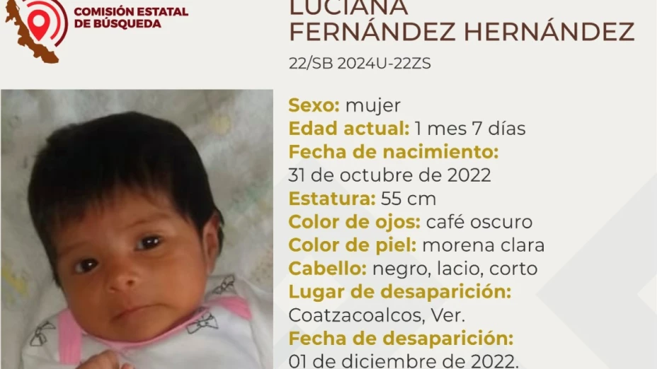 Desaparece bebé en Coatzacoalcos.