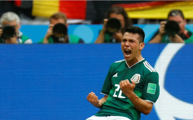 Chucky Lozano festeja gol contra Alemania Rusia 2018