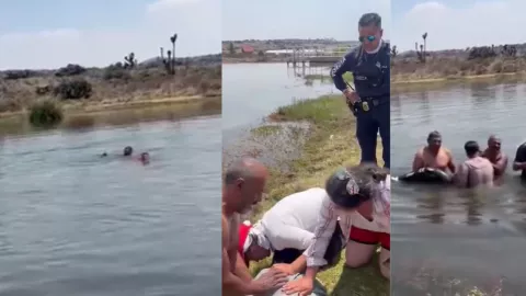 Testigos salvan a dos menores de ahogarse en Hidalgo mientras policías solo miraban