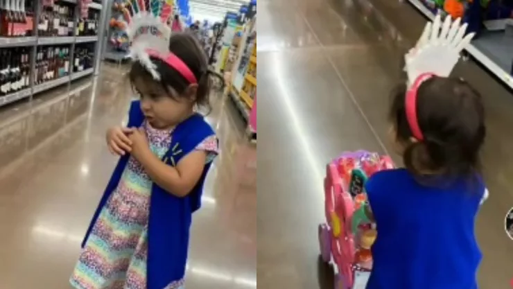 Niña festeja cumpleaños en supermercado