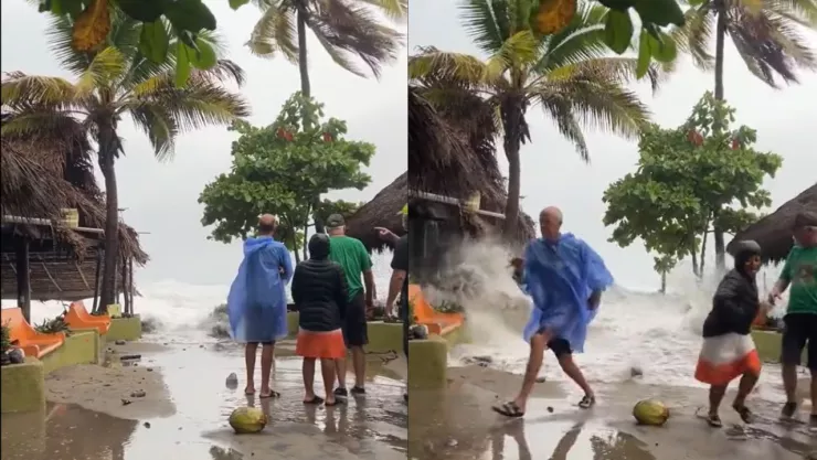 Fuerte ola durante huracán “Lidia” sorprende a habitantes de La Manzanilla