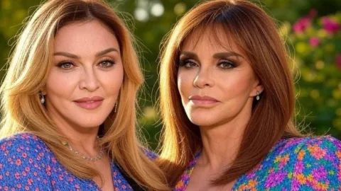 Madonna y Lucía Méndez, imagen creada con Inteligencia Artificial.