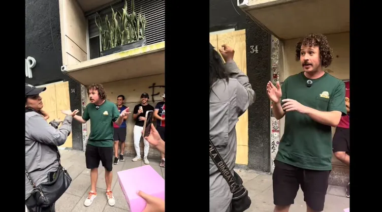 Luisito Comunica es confrontado durante marcha contra la gentrificación en CDMX