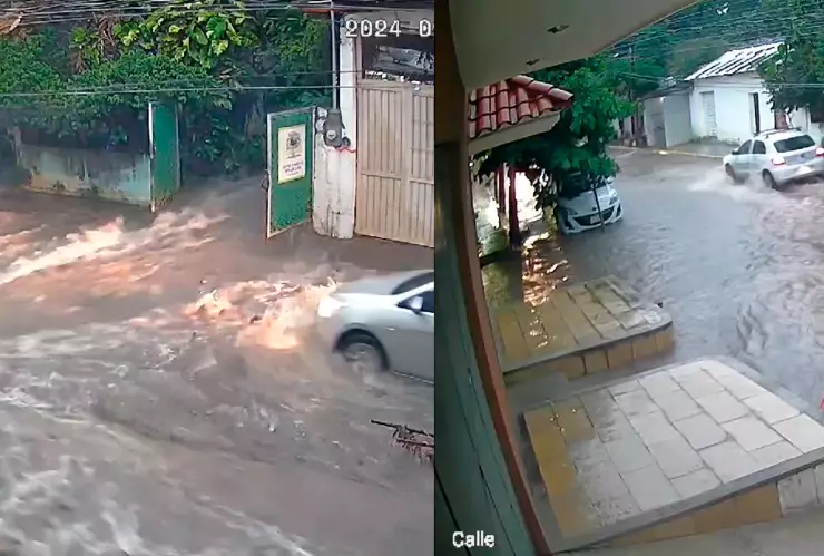 VIDEO: Valla colapsa por fuertes lluvias en Plan de Ayala en Tuxtla Gutiérrez