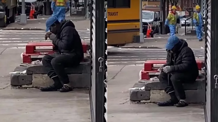 VIDEO | Hombre en situación de calle se come una rata muerta en Nueva York