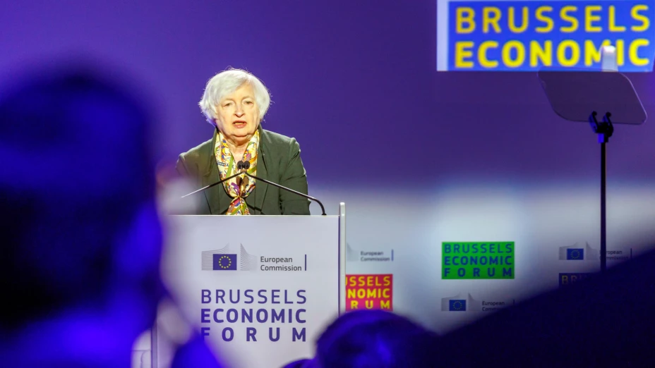 Janet Yellen en el Foro Económico de Bruselas 2022.