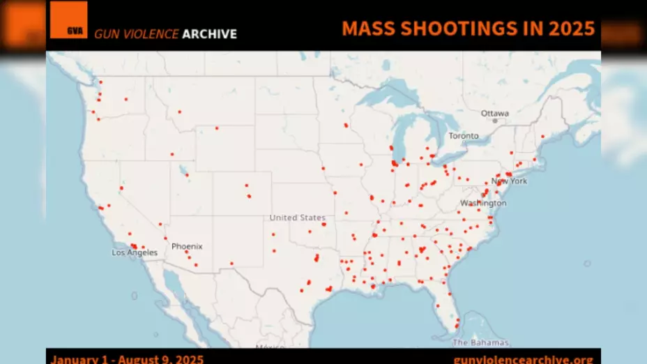 mapa tiroteos masivos en Estados Unidos 2025