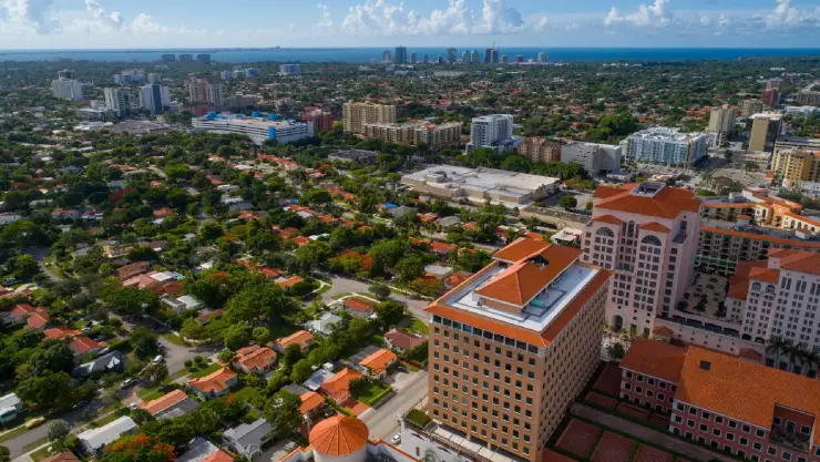 la vista panorámica de Coral Gables en Florida