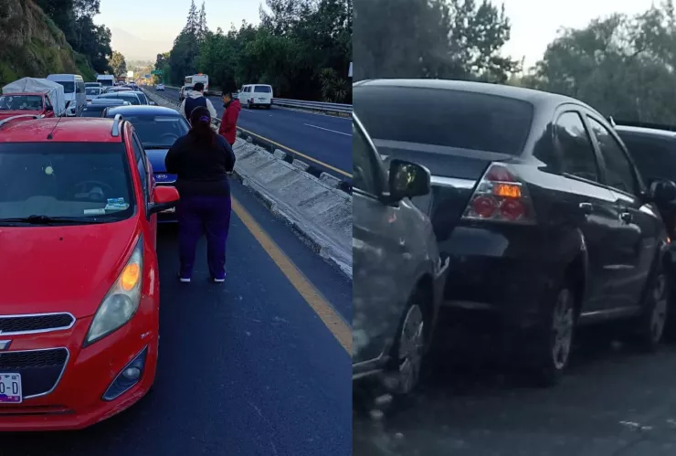 Carambola paralizó la autopista Tlaxcala-Apizaco hoy jueves: Colapsó la circulación