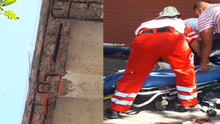 Trozo de concreto cae en hombre de Veracruz