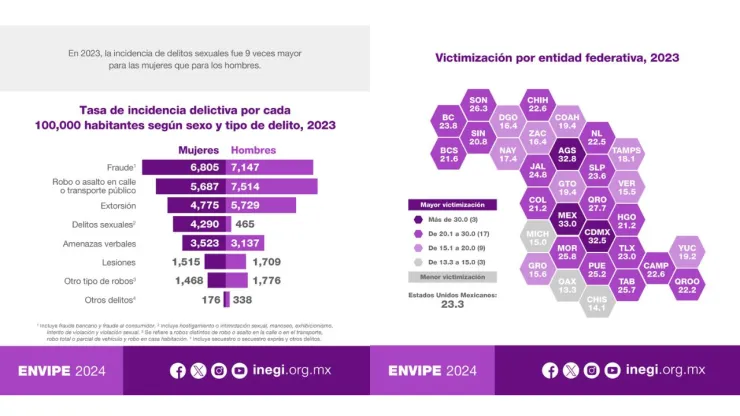 Encuesta Nacional de Victimización y Percepción de Seguridad Pública (ENVIPE) del INEGI