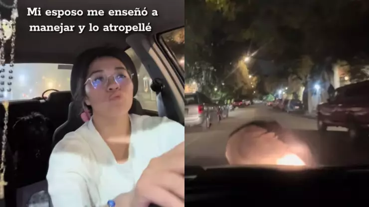 Mujer atropella a su esposo