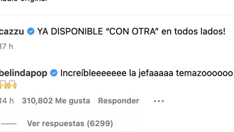 Belinda reacciona a “Con Otra” de Cazzu