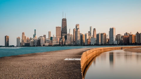 Vista panorámica de la ciudad de en Chicago, Illinois.