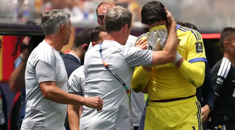 Llora Courtois mundial 2026 España vs Bélgica