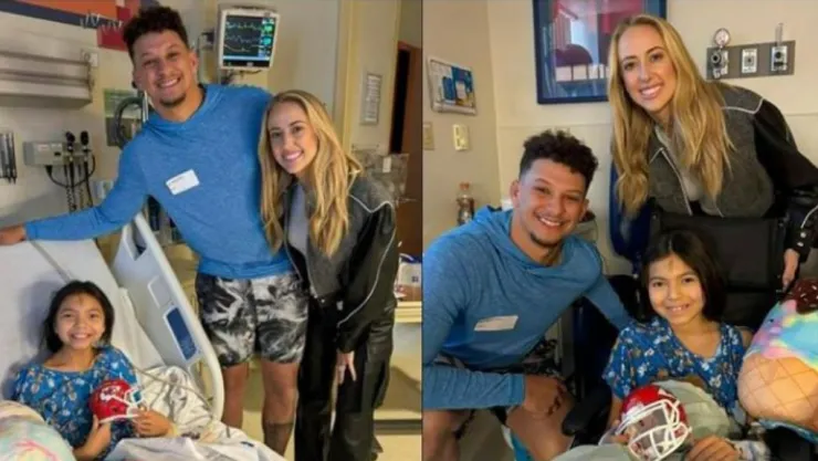 Patrick Mahomes y su esposa visitan niños