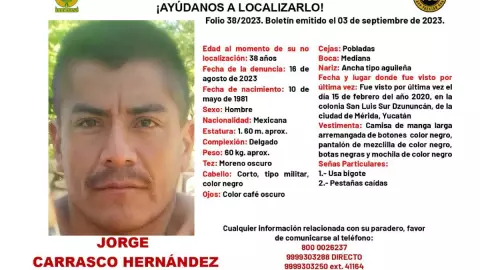 jorge carrasco se busca alerta de busqueda yucatan
