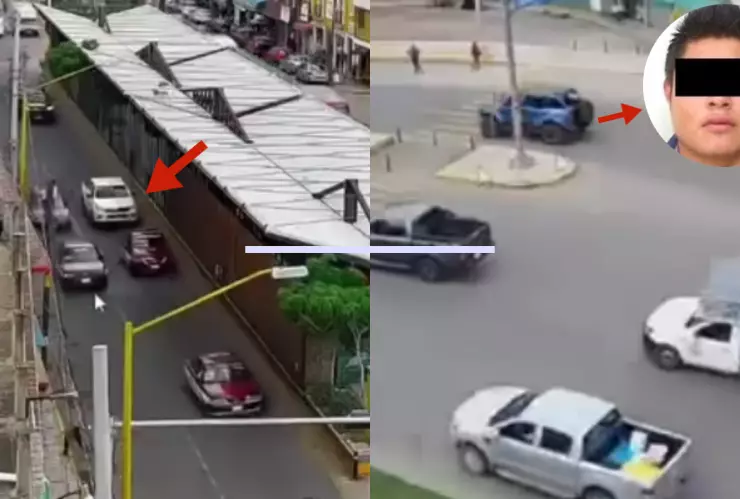 Cámaras de seguridad revelan el momento en que una camioneta blanca persigue el líder de la Confederación Jóvenes de México en Oaxaca