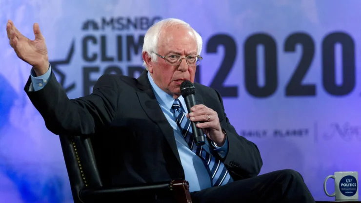 Fotografía de archivo del 19 de septiembre de 2019 del precandidato demócrata a la presidencia, el senador Bernie Sanders, durante du discurso en el Foro Climático en la Universidad Georgetown en Washington. Imagen: AP