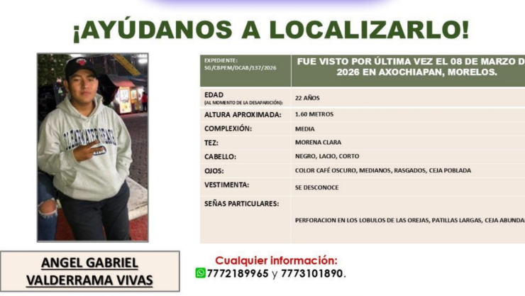 SE BUSCA a Ángel Gabriel Valderrama Vivas.