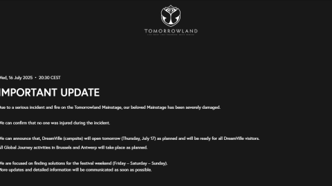 Comunicado oficial de Tomorrowland 2025