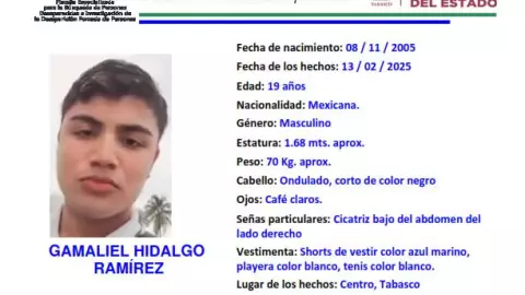 Gamaliel Hidalgo desaparecido Tabasco