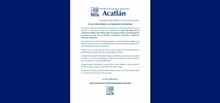 FES Acatlán-UNAM reabre totalmente a actividades presenciales comunicado.jpeg