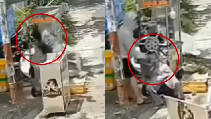 Mujer queda atrapada en máquina exprimidora