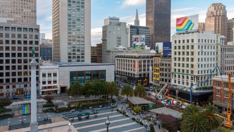 una vista del distrito de Union Square en San Francisco.