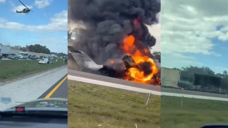 VIDEO: ¡Terrible! Jet privado se estrella sobre la autopista de Florida