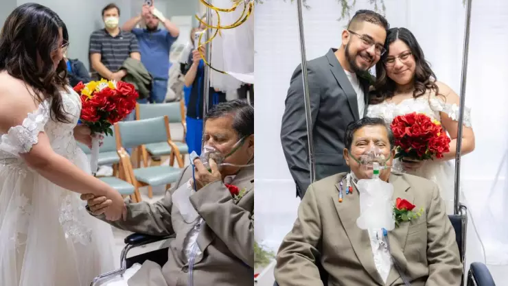 ¡Cumplieron su sueño! Pareja de novios realiza boda improvisada en el hospital; fue el deseo de un papá moribundo