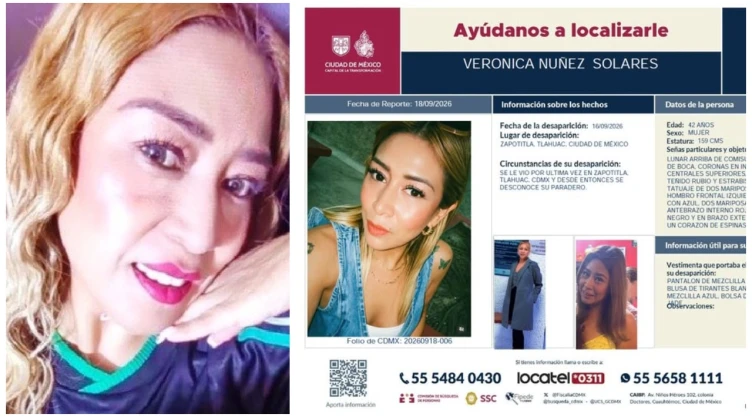 Desaparece Verónica Núñez Solares en Tláhuac; hay hermanos detenidos.