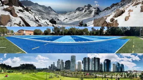 Imágenes del Iztaccíhuatl, campo de Futbol Americano “Pats de Coapa” y el Parque La Mexicana en CDMX.