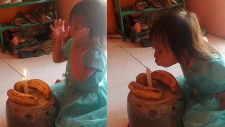 niña pastel plátanos