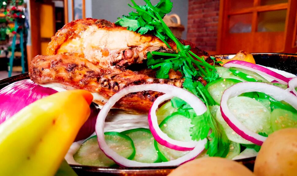 Receta Pollo asado con crema de papa