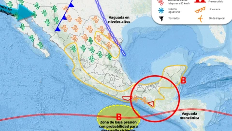 Frente frío No. 7 y desarrollo de ciclón mantendrá temporal fuerte de lluvias en 6 regiones de Chiapas este jueves