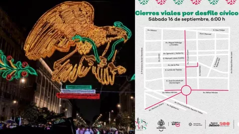 cierres viales en Guadalajara este 15 y 16 de septiembre