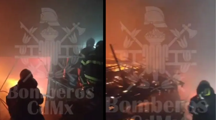 Bomberos en bodega de reciclaje de iztapalapa