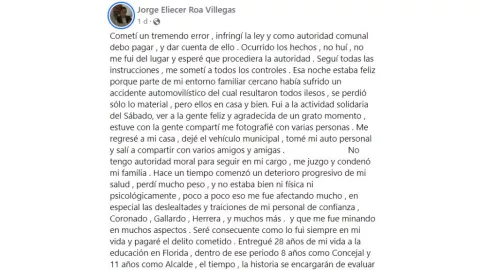 Mensaje de alcalde de Chile