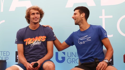 Alexander Zverev y Novak Djokovic en el Masters