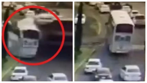 ¡Fatal accidente! Tren arrolla y destroza autobús de pasajeros en carretera Maravatío-Atlacomulco. En la imagen se observa el momento del antes y después del choque en el Edomex.