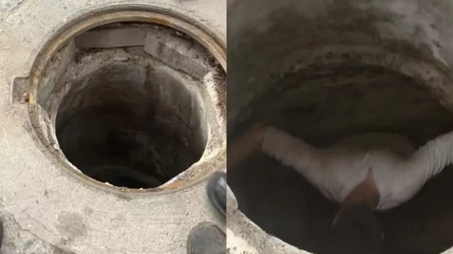 Captan a un hombre atrapado al interior de una alcantarilla