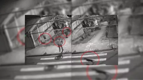 VIDEO ¡Todo al mismo tiempo! Cámara de seguridad capta múltiples persecuciones en 28 segundos