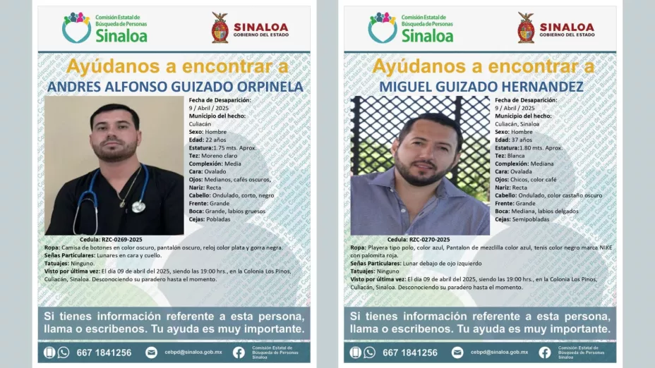 Andrés y Miguel, trabajadores de la salud desaparecidos en Culiacán