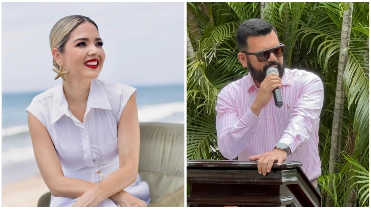 Estrella Palacios Domínguez, alcaldesa electa de Mazatlán, y Octavio Bastidas Manjarrez, alcalde de San Ignacio.