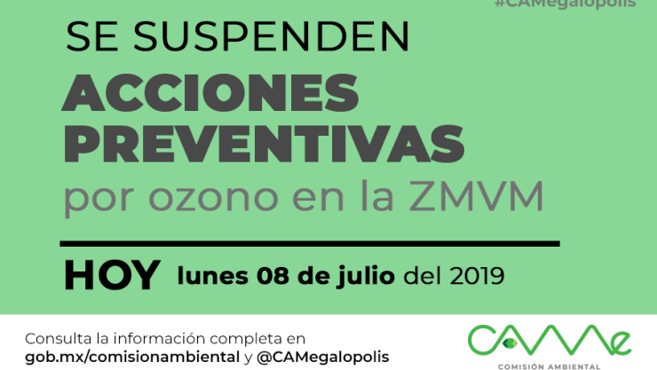 Se suspenden acciones preventivas por ozono en la ZMVM
